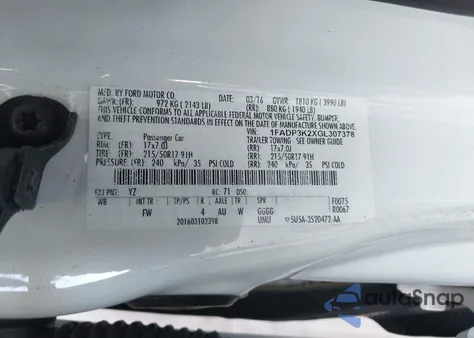 2016 Ford Focus Se из США, поврежденный, VIN 1FADP3K2XGL307378